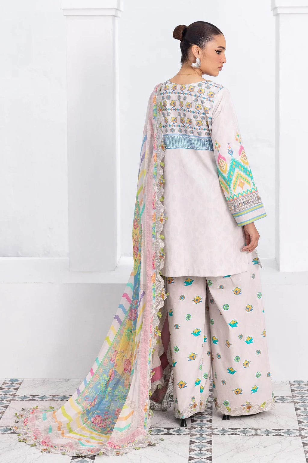 Off-White Printed 3-Piece Lawn Suit