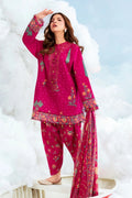 Magenta Pink Printed 3-Piece Lawn Suit