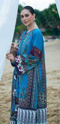 Teal Blue Printed 3-Piece Lawn Suit