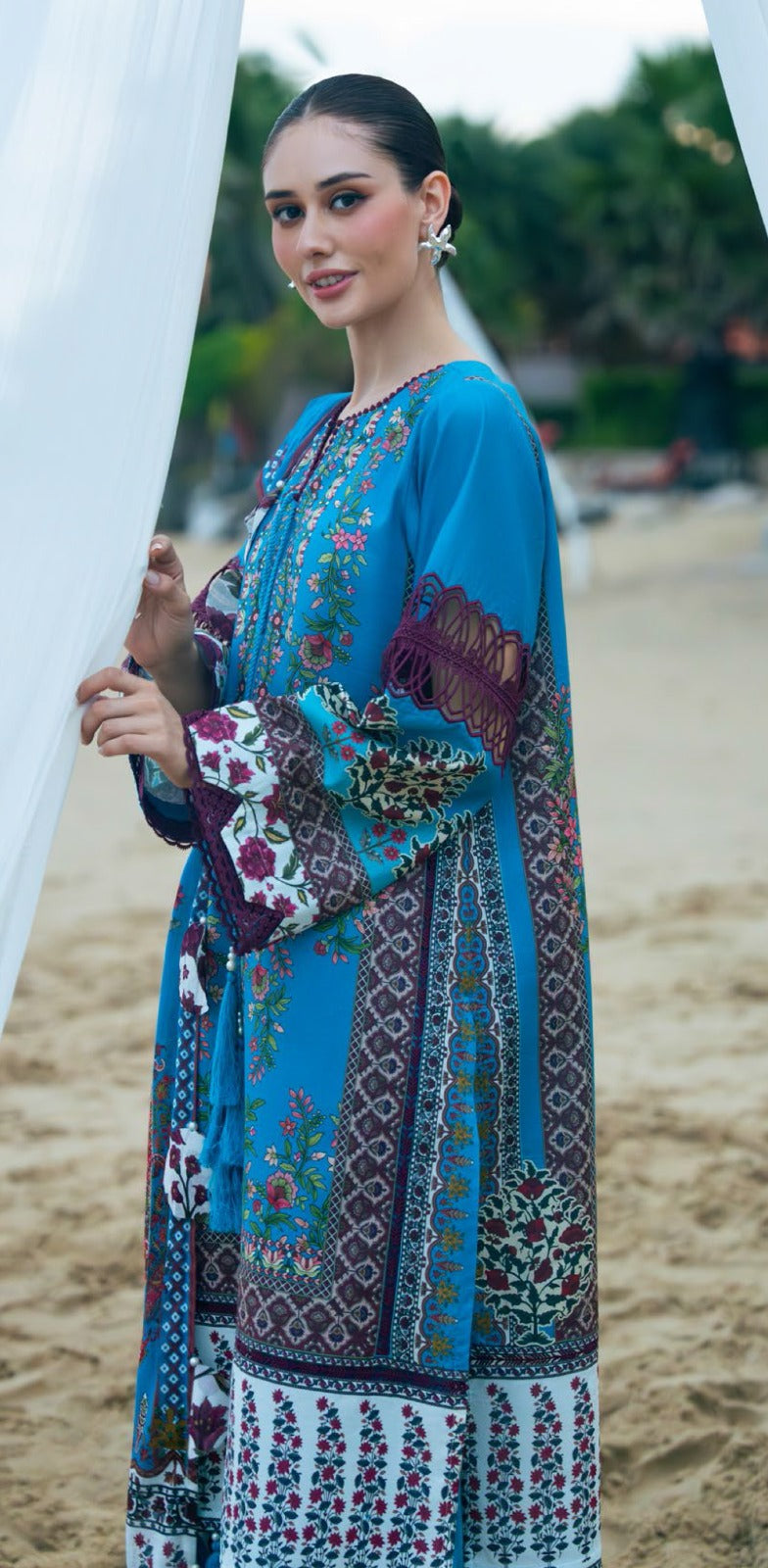 Teal Blue Printed 3-Piece Lawn Suit