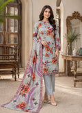 Grey Printed Nishat Linen 3 Piece Suit