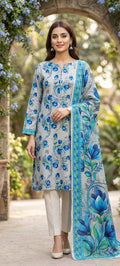 Light Blue Printed Nishat Linen 3 Piece Suit