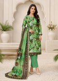 Emerald Green Printed Nishat Linen 3 Piece Suit